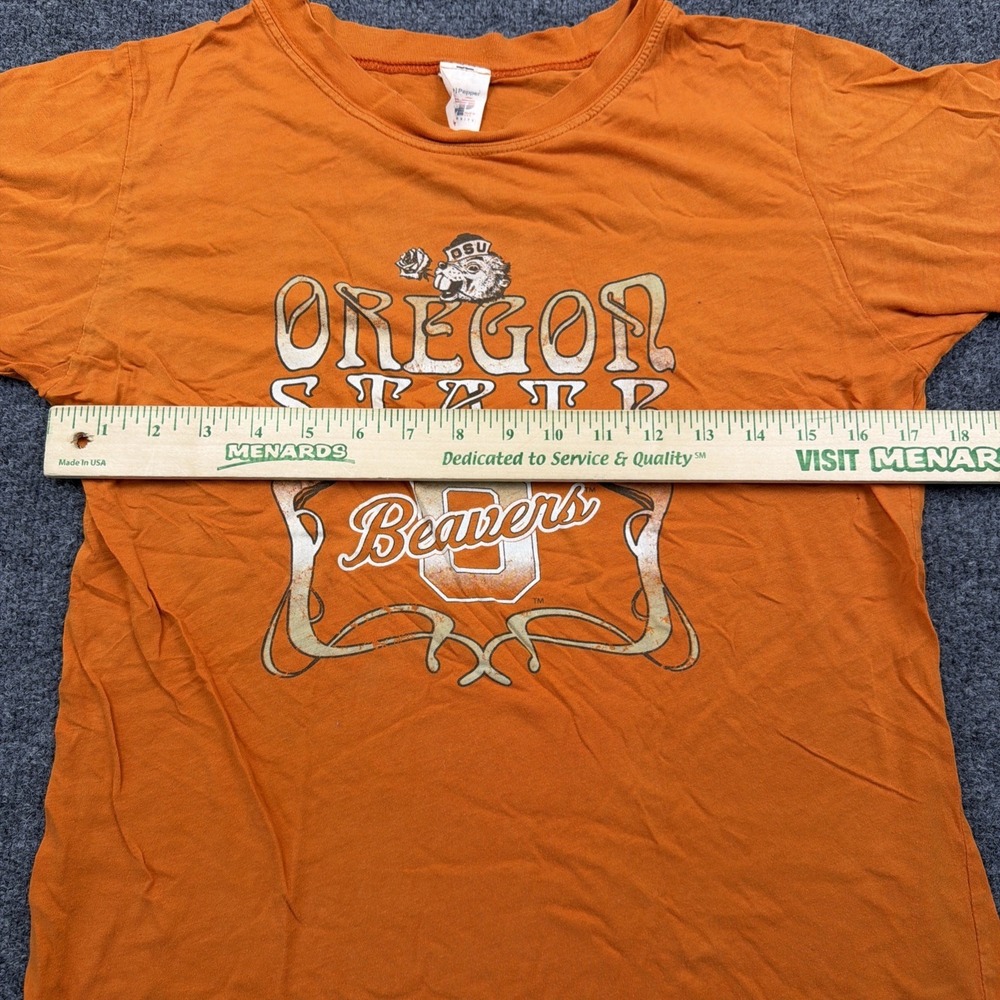 Vintage Y2K Oregon State‎ Beavers M Chip And Pepper NCAA Tee Orange Distressed - Picture 6 of 8